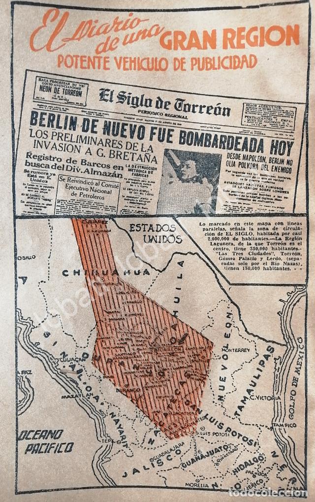 Collezionismo di affissi: CARTEL ANTIGUO ORIGINAL DE AFICHE DEL DIARIO EL EL SIGLO DE TORREON 1950 /69