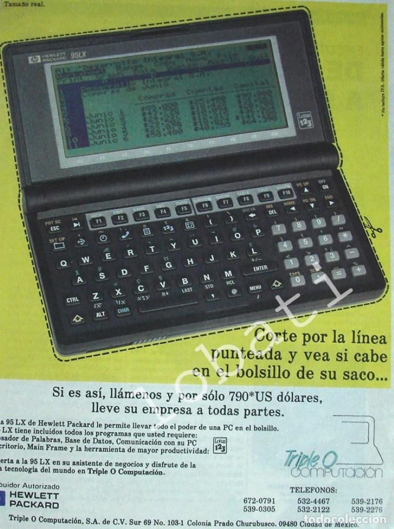 Collezionismo di affissi: CARTEL ANTIGUO ORIGINAL DE COMPUTADORA DE MANO HP. PALMPAD 95LX /245 OLDWARE