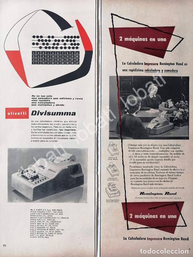 Sammeln von Plakaten: CARTEL ANTIGUO ORIGINAL DE SET DE 2 AFICHES, SUMADORAS OLIVETTI & REMINGTON 1950s /249