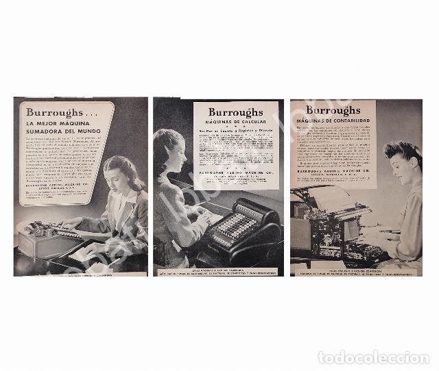 Sammeln von Plakaten: CARTEL ANTIGUO ORIGINAL DE SET DE 3 AFICHES SUMADORAS Y REGISTRADORAS BURROUGHS A&Ntilde;OS 40s-50s /248