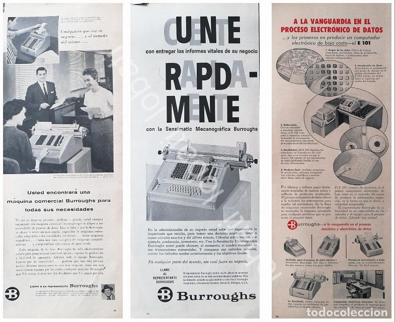 Sammeln von Plakaten: CARTEL ANTIGUO ORIGINAL DE SET DE 3 AFICHES, SUMADORAS BURROUGHS & REMINGTON 1950s /253