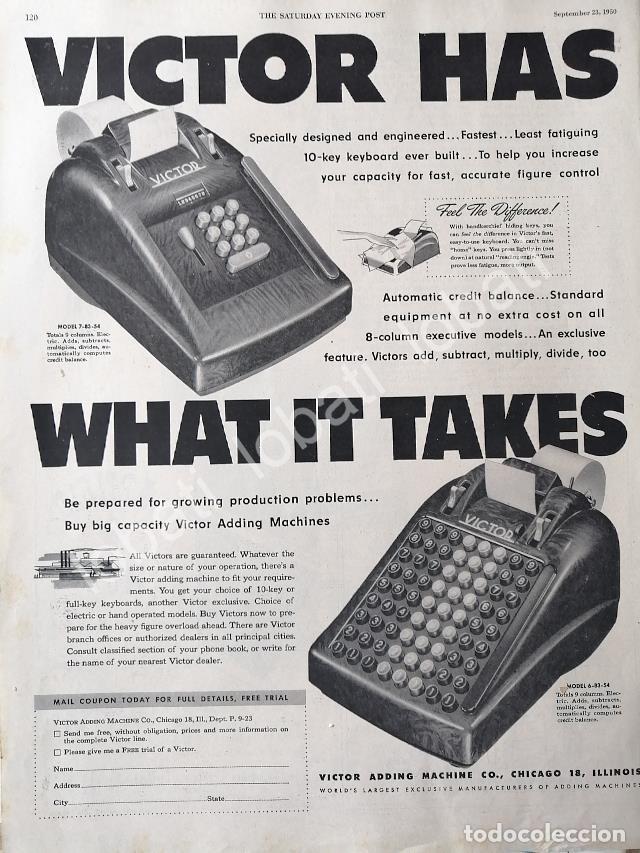 Sammeln von Plakaten: CARTEL ANTIGUO ORIGINAL DE MAQUINA SUMADORA VICTOR 1950 /266