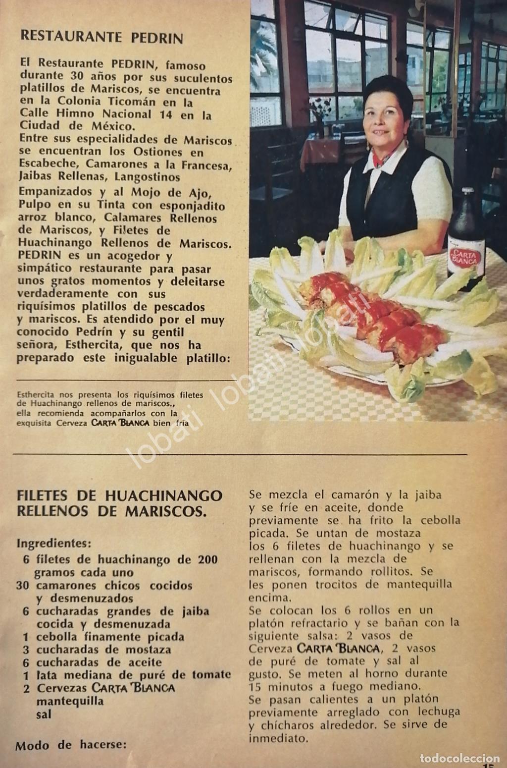 Sammeln von Plakaten: CARTEL ANTIGUO ORIGINAL DE CERVEZA CARTA BLANCA Y RESTAURANTE PEDRIN 1970s /168