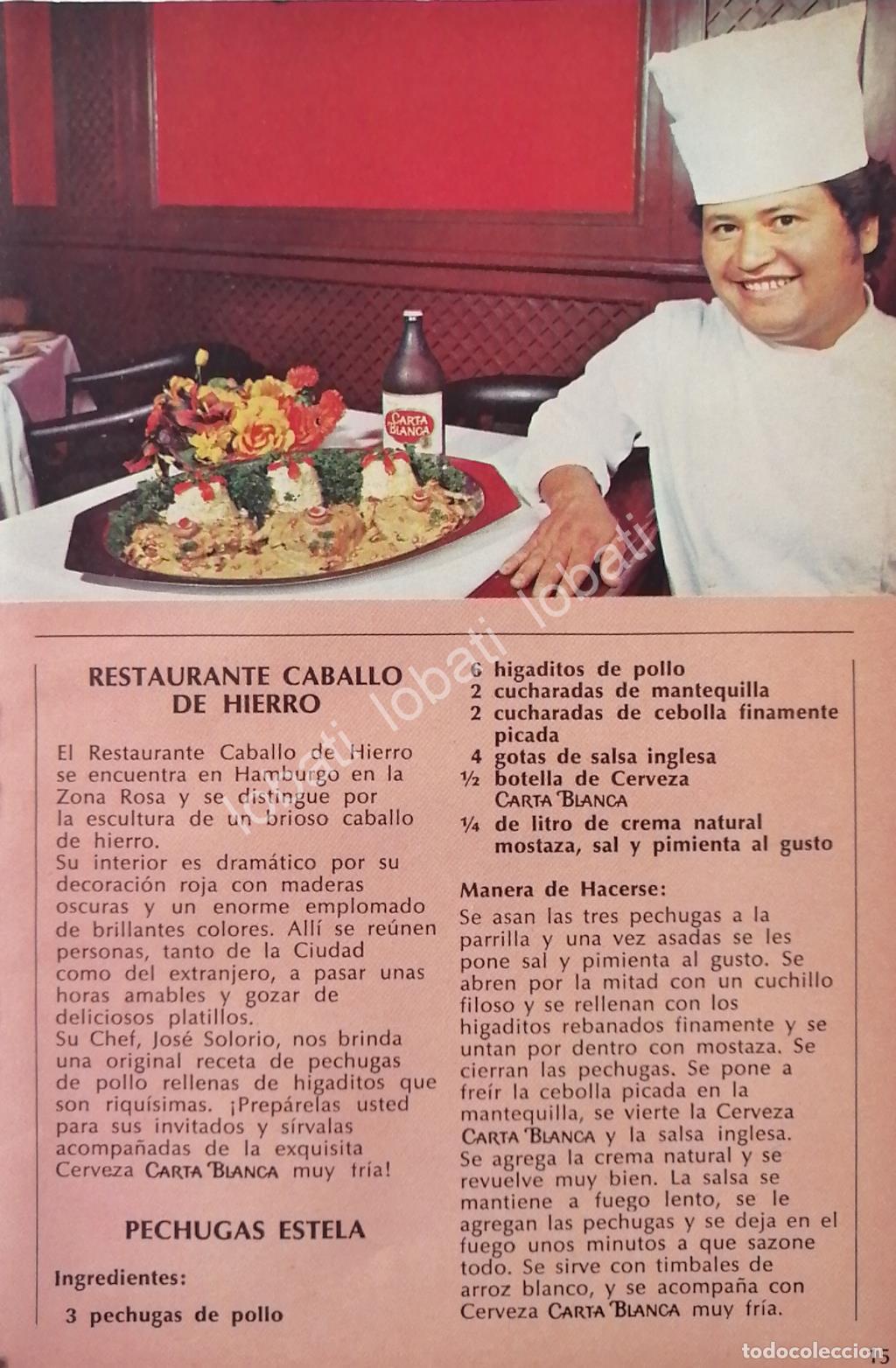 Sammeln von Plakaten: CARTEL ANTIGUO ORIGINAL DE CERVEZA CARTA BLANCA Y RESTAURANTE CABALLO DE HIERRO 1970s /169