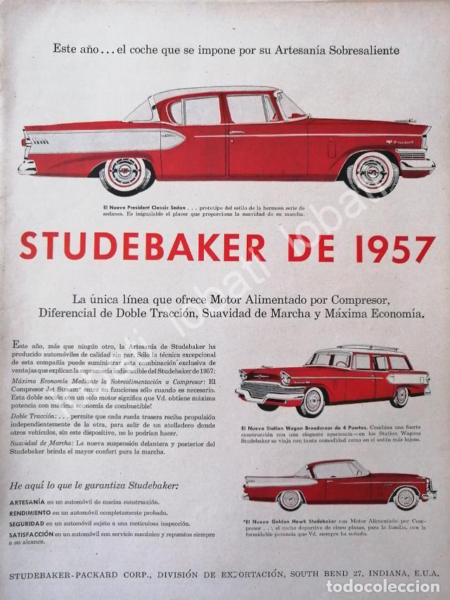 Collectionnisme d'affiches: CARTEL ANTIGUO ORIGINAL DE AUTOS STUDEBAKER PRESIDENCIAL 957 /338