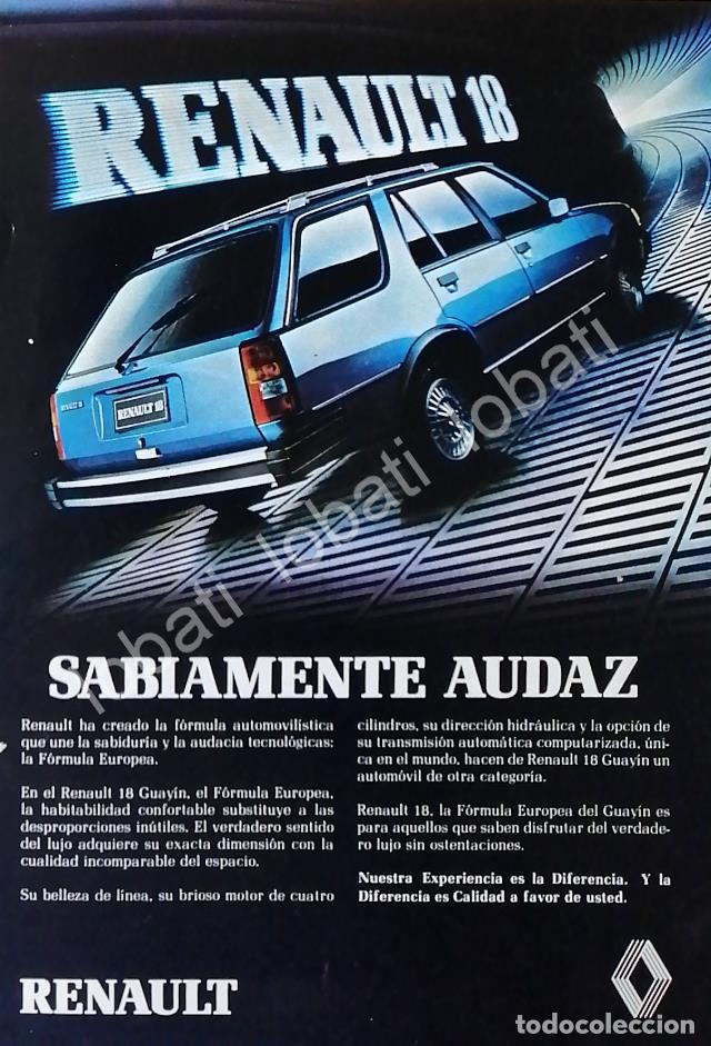 Coleccionismo de carteles: CARTEL ANTIGUO ORIGINAL DE AUTOS RENAULT 18 GUAYIN 1980 /693