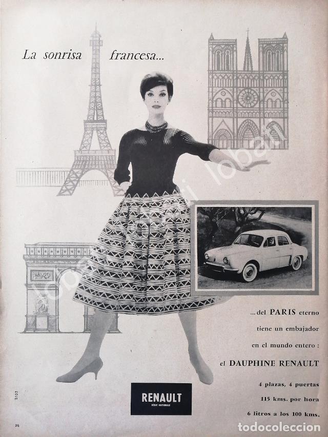 Coleccionismo de carteles: CARTEL ANTIGUO ORIGINAL DE AUTOS RENAULT DAUPHINE 1959 /698 PRIMERA GENERACION /699