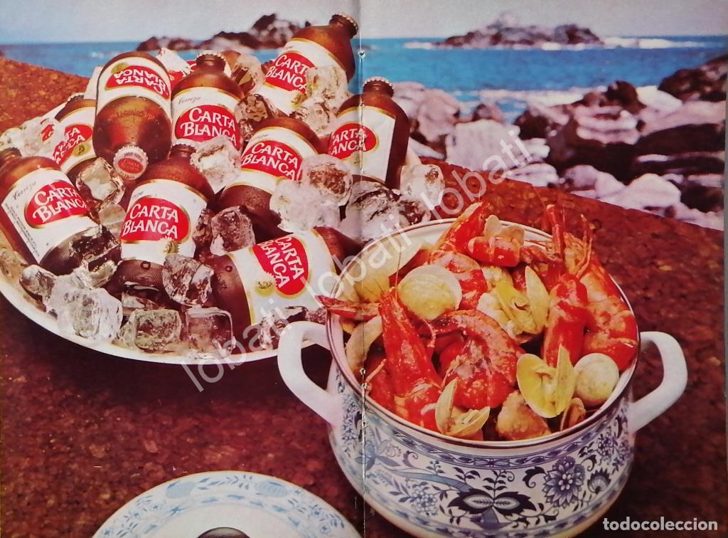 Collectionnisme d'affiches: CARTEL ANTIGUO ORIGINAL DE AFICHE PROMOCIONAL CERVEZA CARTA BLANCA QUITAPON 1970 /185
