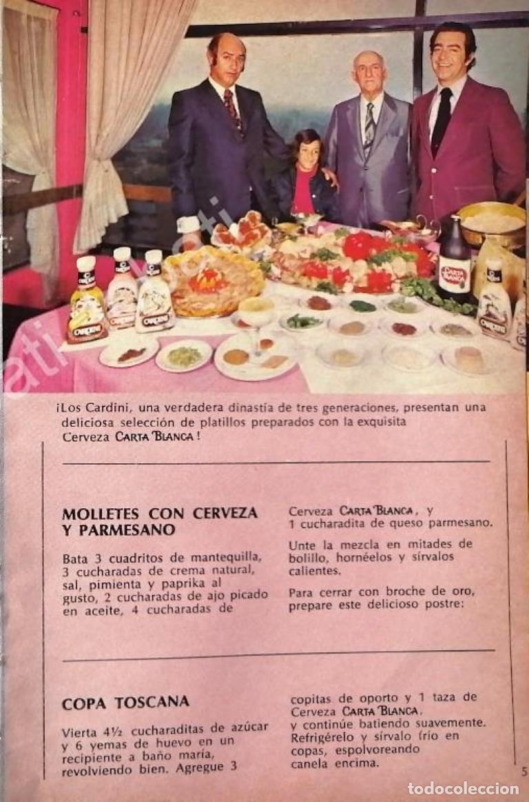 Collectionnisme d'affiches: CARTEL ANTIGUO ORIGINAL DE CERVEZA CARTA BLANCA Y RESTAURANTE CARDINI 1970s /198