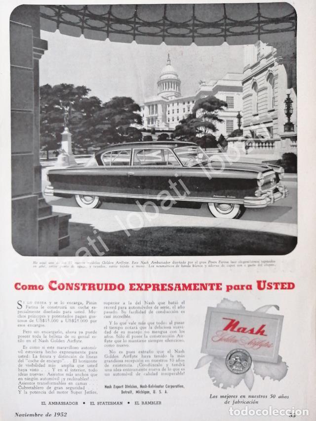Collectionnisme d'affiches: CARTEL ANTIGUO ORIGINAL DE AUTOS NASH AIRFLYTE AMBASSADOR 1952 /357