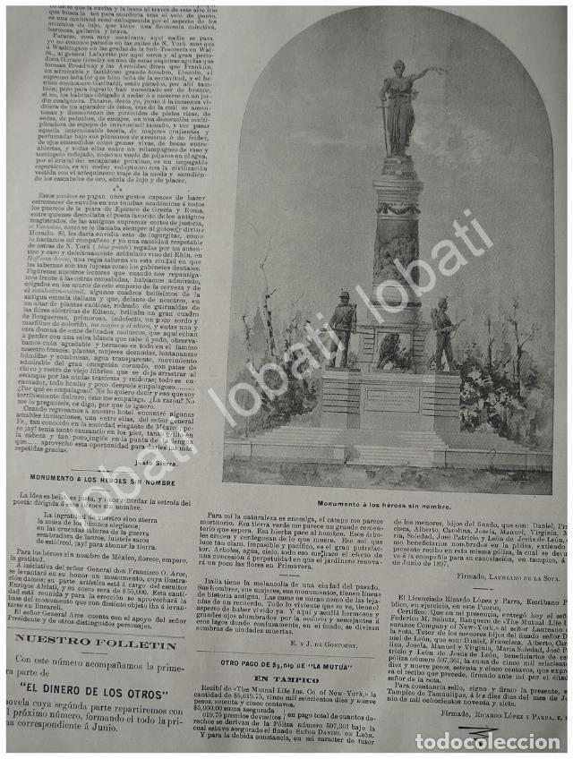 Collectionnisme d'affiches: CARTEL ANTIGUO ORIGINAL DE PROPUESTA DEL MONUMENTO A LOS HEROES SIN NOMBRE 1897 (BUCARELI)