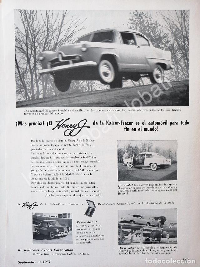 Collectionnisme d'affiches: CARTEL ANTIGUO ORIGINAL DE AUTOS KAISER FRAZER HENRY J. 1951 /371 MUY RARO