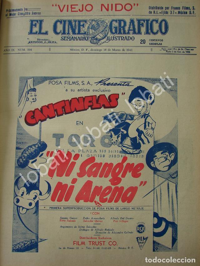 Coleccionismo de carteles: CARTEL ANTIGUO ORIGINAL DE FILMAN PELICULA. NI SANGRE NI ARENA 1941 CANTINFLAS /N70