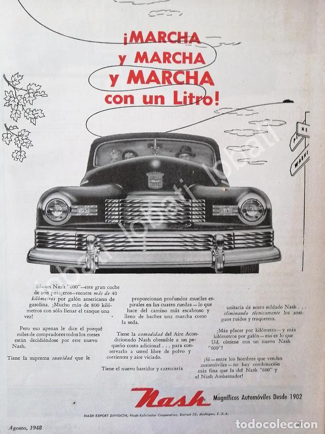 Collectionnisme d'affiches: CARTEL ANTIGUO ORIGINAL DE AUTOS NASH SEDAN 1948 /376
