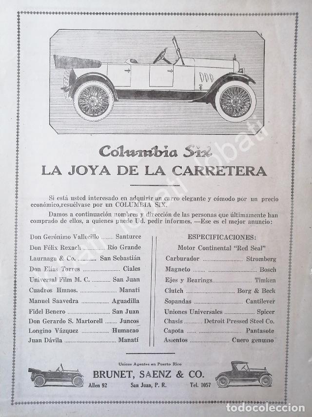 Collectionnisme d'affiches: CARTEL ANTIGUO ORIGINAL DE AUTOS COLUMBIA SIX 1920 /386 MUY RARO