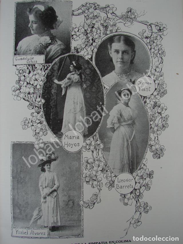 Collectionnisme d'affiches: CARTEL ANTIGUO ORIGINAL DE DAMAS DE LA ALTA SOCIEDAD DE COLIMA 1909