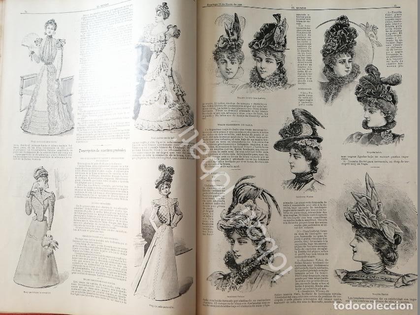 Collectionnisme d'affiches: CARTEL ANTIGUO ORIGINAL DE GACETA DE TENDENCIAS DE MODAS DE 1898 VESTIDOS Y SOMBREROS