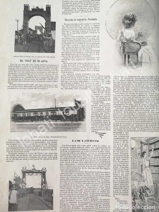 Collectionnisme d'affiches: CARTEL ANTIGUO ORIGINAL DE EL CARRO DE TREN DE PORFIRIO DIAZ Y OTRAS NOTAS 1898