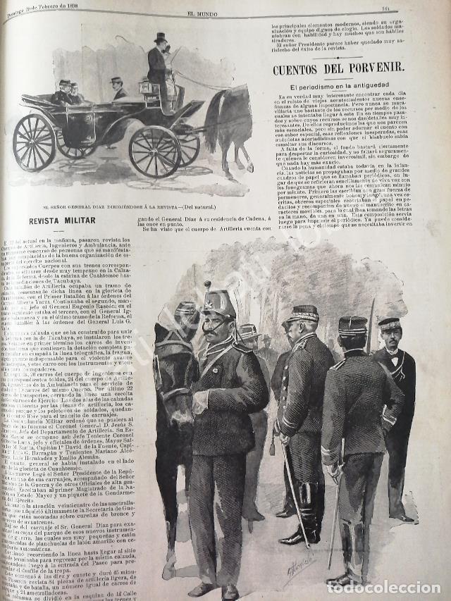 Collectionnisme d'affiches: CARTEL ANTIGUO ORIGINAL DE PORFIRIO DIAZ PASA REVISTA MILITAR, 1898 DIBUJO DE CARLOS ALCALDE /MLT