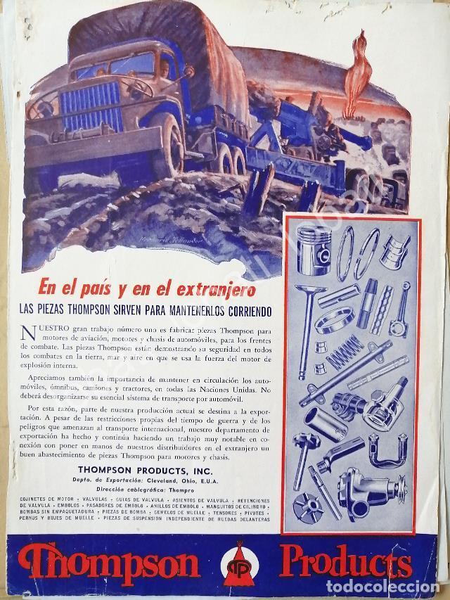 Sammeln von Plakaten: CARTEL ANTIGUO ORIGINAL DE AUTOPARTES THOMPSON Y 2DA GUERRA MUNDIAL 1944 /SGM