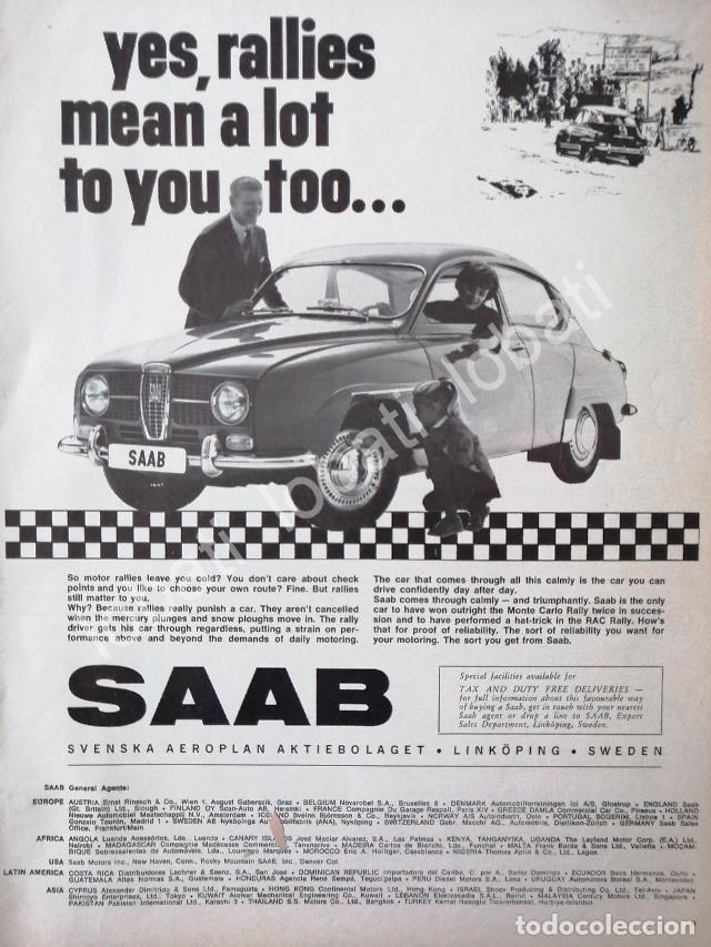 Coleccionismo de carteles: CARTEL ANTIGUO ORIGINAL DE AUTOS SAAB 1966 / 423 MUY RARO