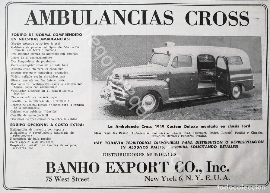 Sammeln von Plakaten: CARTEL ANTIGUO ORIGINAL DE AMBULANCIAS CROSS 1949 / 424 SUPER RARO