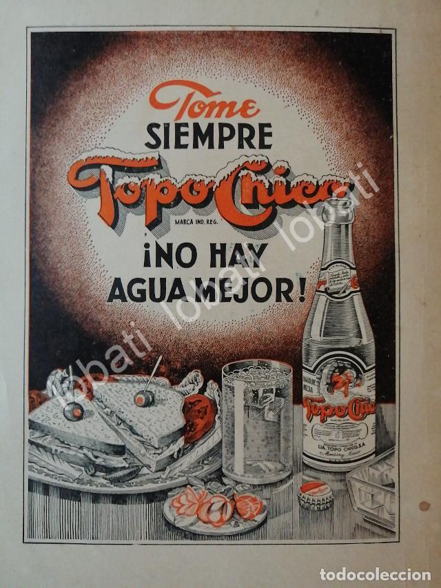 Sammeln von Plakaten: CARTEL ANTIGUO ORIGINAL DE REFRESCOS AGUA MINERAL TOPO CHICO 1943 /216