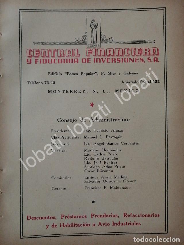 Sammeln von Plakaten: CARTEL ANTIGUO ORIGINAL DE BANCO CENTRAL FINANCIERA Y FIDUCIARIA MONTERREY 1943 /220