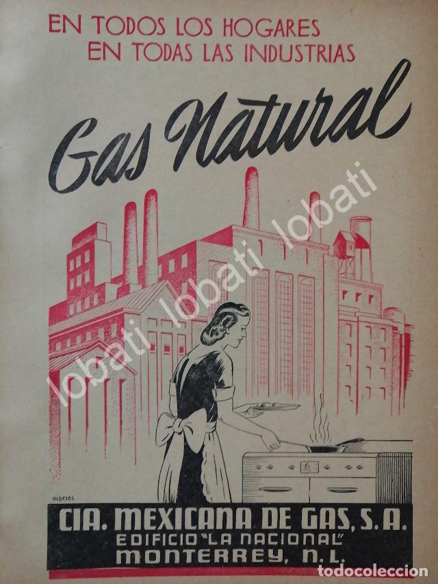 Sammeln von Plakaten: CARTEL ANTIGUO ORIGINAL DE GAS NATURAL MONTERREY 1943/ 685 DIBUJO DE BONIFACIO MACIAS