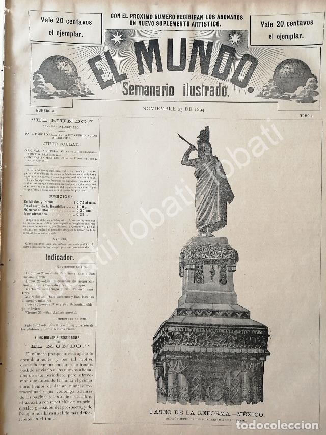 Sammeln von Plakaten: PORTADA ANTIGUA ORIGINAL 1894 MONUMENTO A CUAUHTEMOC /LDM
