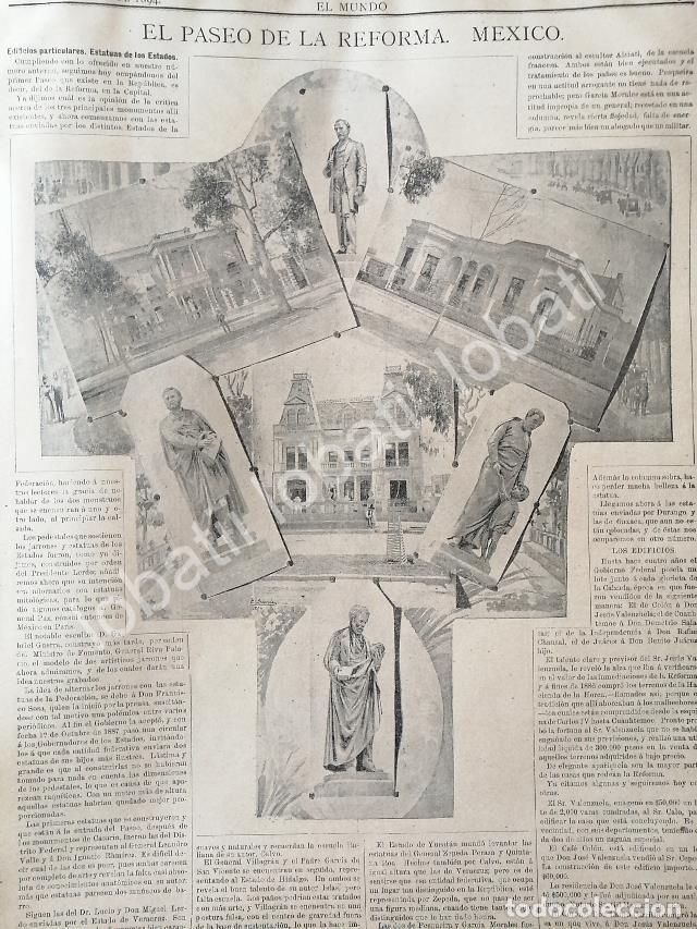 Sammeln von Plakaten: CARTEL ANTIGUO ORIGINAL DE LOS MONUMENTOS DEL PASEO DE LA REFORMA 1894 /LDM
