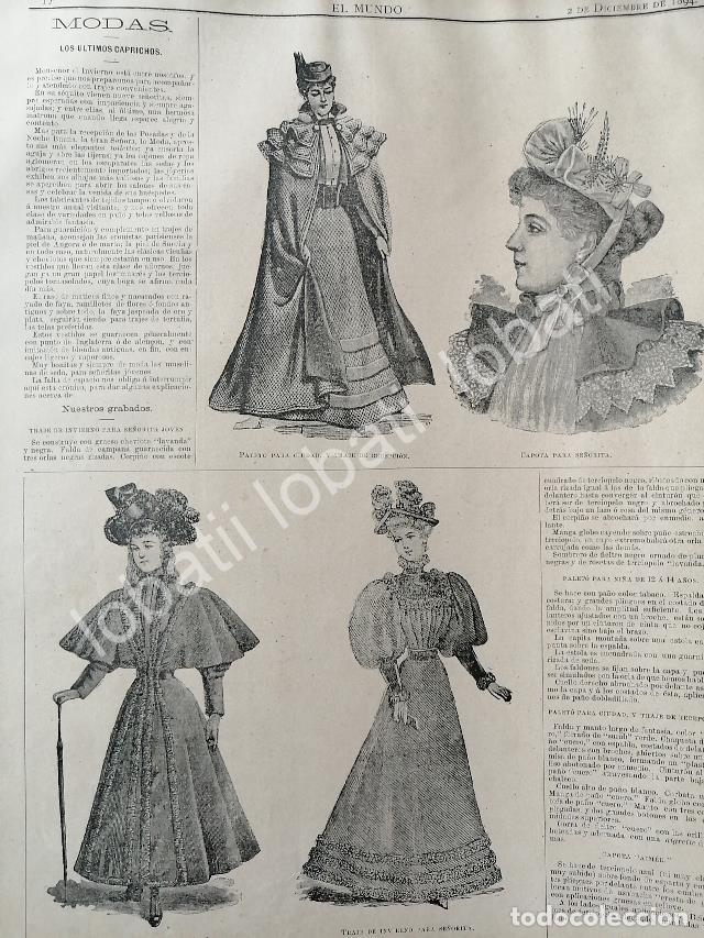 Sammeln von Plakaten: CARTEL ANTIGUO ORIGINAL DE MODAS ANTIGUAS DE 1894 VESTIDOS, LOS ULTIMOS CAPRICHOS