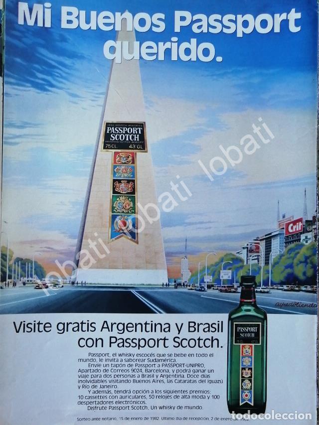 Sammeln von Plakaten: CARTEL ANTIGUO ORIGINAL DE VINOS. WHISKY PASSPORT SCOTCH 1982 /581