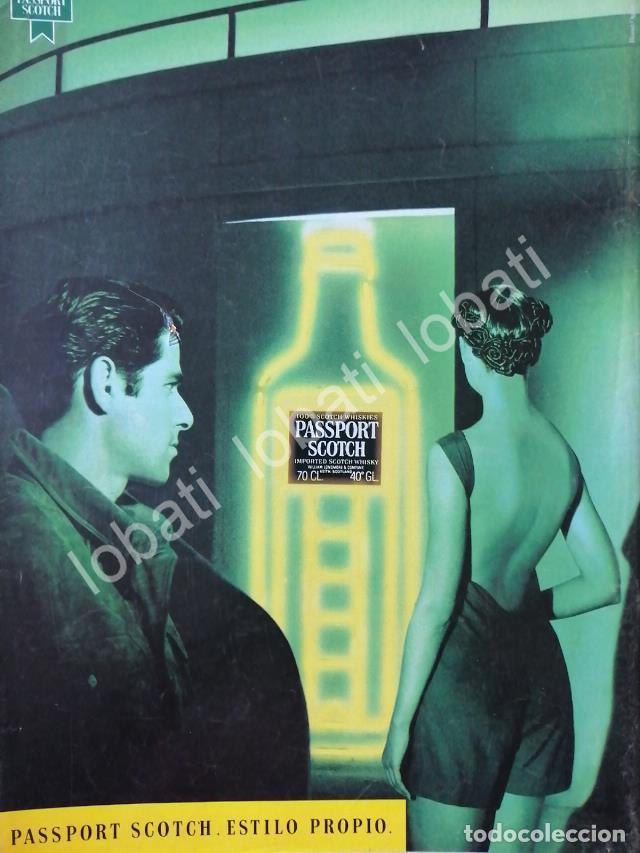 Sammeln von Plakaten: CARTEL ANTIGUO ORIGINAL DE VINOS. WHISKY PASSPORT SCOTCH 1980s /580 /RARO