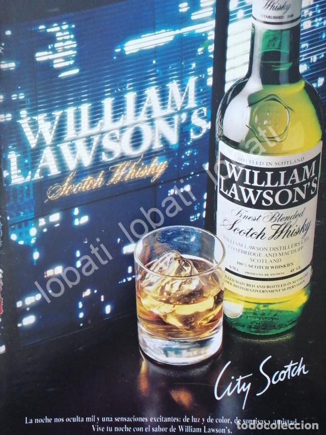 Sammeln von Plakaten: CARTEL ANTIGUO ORIGINAL DE VINOS. WHISKY WILLIAM LAWSONS 1980s /591