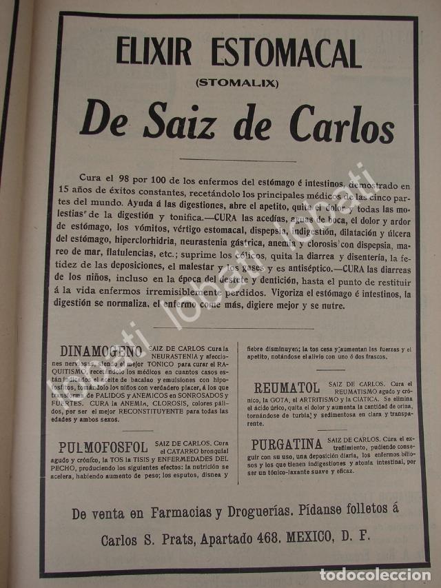 Collectionnisme d'affiches: CARTEL ANTIGUO ORIGINAL DE MEDICINA. ELIXIR ESTOMACAL DE SAIZ DE CARLOS 1910 /No72