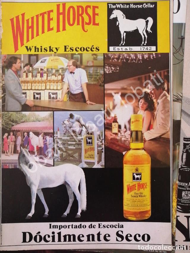 Collectionnisme d'affiches: CARTEL ANTIGUO ORIGINAL DE VINOS. WHISKY WHITE HORSE 1980s /604 RARO