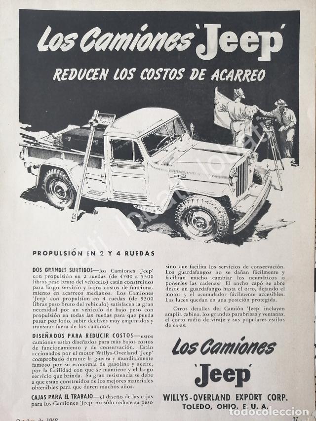 Collectionnisme d'affiches: CARTEL ANTIGUO ORIGINAL DE AUTOS. CAMIONETA PICKUP WILLYS JEEP 1948 / 712