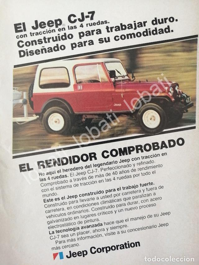 Collectionnisme d'affiches: CARTEL ANTIGUO ORIGINAL DE MINI CARTEL AUTOS. WILLIS JEEP CJ-7 1982 / 716