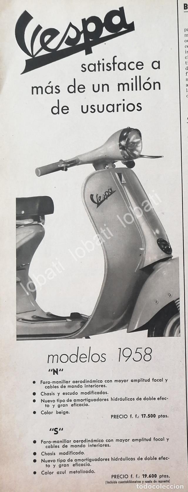 Coleccionismo de carteles: CARTEL ANTIGUO ORIGINAL DE MOTOCICLETAS VESPA N 1958 /32