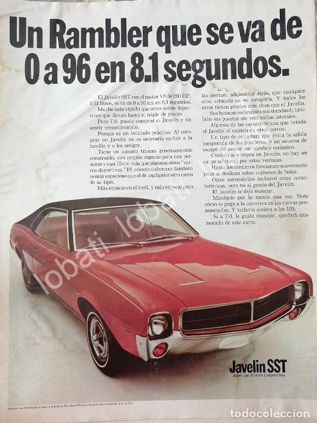 Collectionnisme d'affiches: CARTEL ANTIGUO ORIGINAL DE AUTOS AMERICAN JAVELIN SST 1967/ 784 RARO
