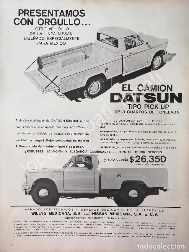 Coleccionismo de carteles: CARTEL ANTIGUO ORIGINAL DE AUTOS PICKUP WILLYS. NISSAN DATSUN BLUEBIRD 1961 / 806