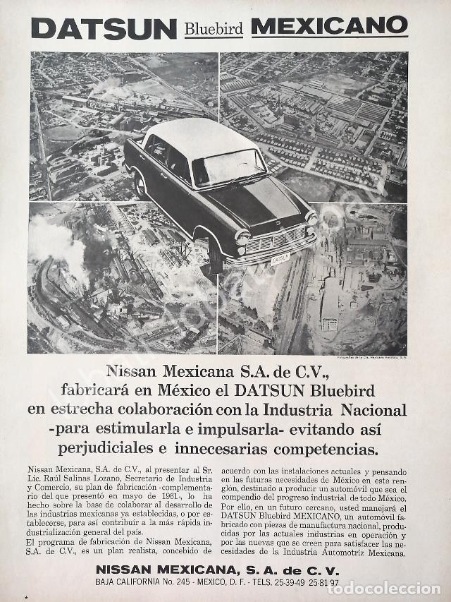 Coleccionismo de carteles: CARTEL ANTIGUO ORIGINAL DE AUTOS NISSAN DATSUN BLUEBIRD 1961 Y SU PRIMERA PLANTA / 803