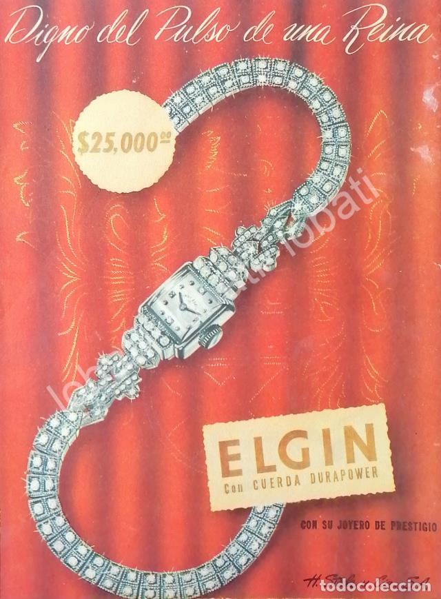 Coleccionismo de carteles: CARTEL ANTIGUO ORIGINAL DE RELOJES ELGIN 1949 /47 H. STEELE & CIA