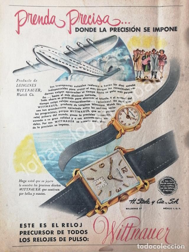 Collectionnisme d'affiches: CARTEL ANTIGUO ORIGINAL DE RELOJES WITTNAUER 1950 IMPORTADORA H. STEELE & CIA / 53