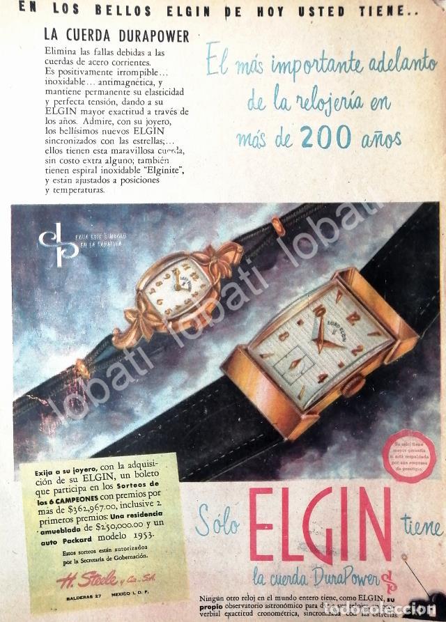 Coleccionismo de carteles: CARTEL ANTIGUO ORIGINAL DE RELOJES ELGIN 1950 IMPORTADORA H. STEELE & CIA / 54