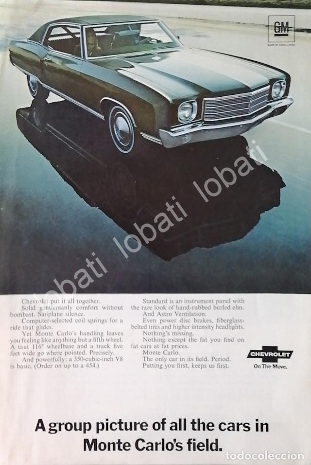 Collectionnisme d'affiches: CARTEL ANTIGUO ORIGINAL DE AUTOS CHEVROLET MONTE CARLO 1970 / 817