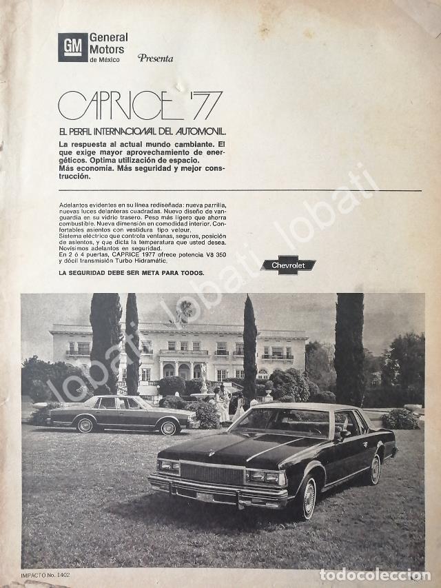 Collectionnisme d'affiches: CARTEL ANTIGUO ORIGINAL DE AUTOS CHEVROLET CAPRICE 1977 / 823