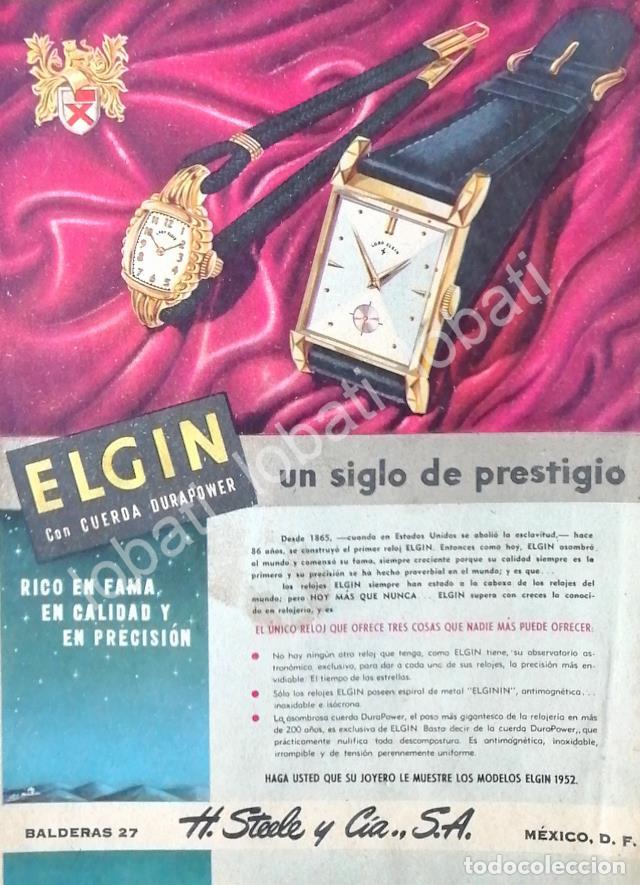 Coleccionismo de carteles: CARTEL ANTIGUO ORIGINAL DE RELOJES ELGIN 1953 ALMACENES H. STEELE & CIA / 57