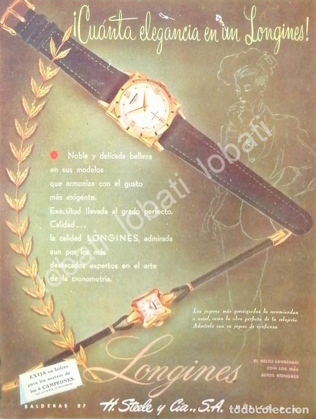Collectionnisme d'affiches: CARTEL ANTIGUO ORIGINAL DE RELOJES LONGINES 1940s ALMACENES H. STEELE & CIA / 58